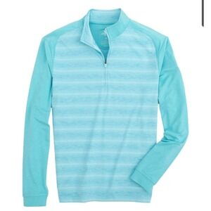 Johnnie-O Golf Pullover Bert 1/4 Zip Mens Size L Blue Striped Polyester New